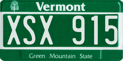 VT license plate XSX915