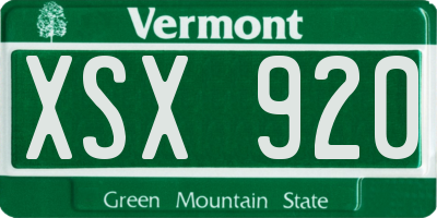 VT license plate XSX920