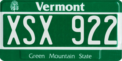VT license plate XSX922