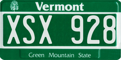 VT license plate XSX928