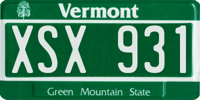 VT license plate XSX931