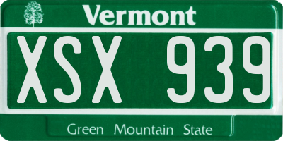 VT license plate XSX939