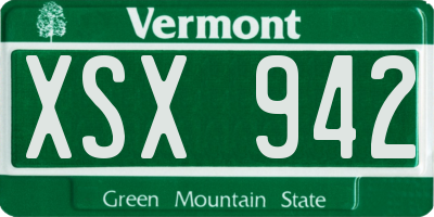 VT license plate XSX942