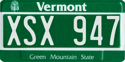 VT license plate XSX947