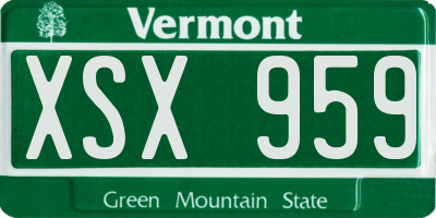 VT license plate XSX959