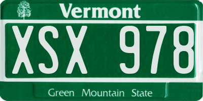 VT license plate XSX978