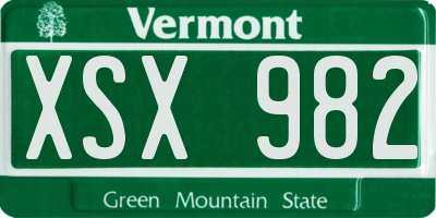 VT license plate XSX982