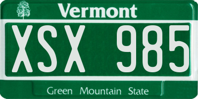 VT license plate XSX985