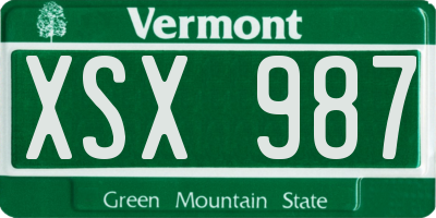 VT license plate XSX987