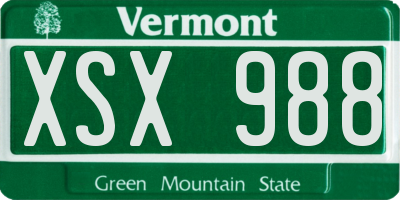 VT license plate XSX988