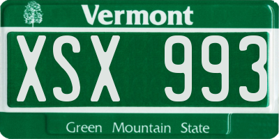 VT license plate XSX993