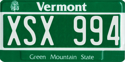 VT license plate XSX994