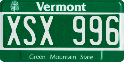 VT license plate XSX996