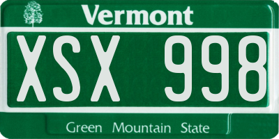 VT license plate XSX998