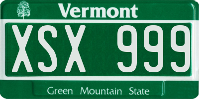 VT license plate XSX999