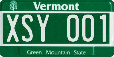 VT license plate XSY001