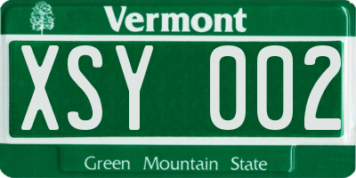 VT license plate XSY002