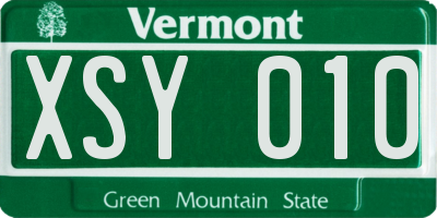 VT license plate XSY010