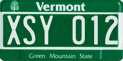 VT license plate XSY012