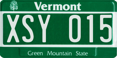 VT license plate XSY015