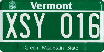 VT license plate XSY016
