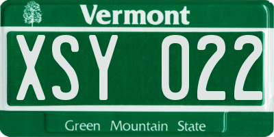 VT license plate XSY022