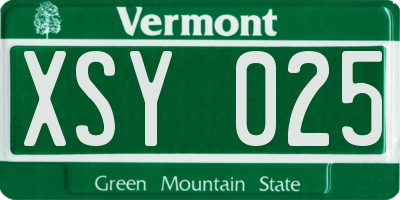 VT license plate XSY025