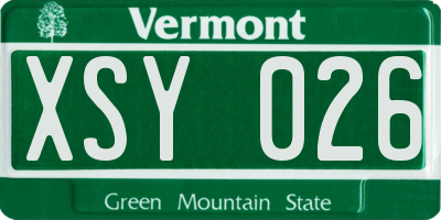 VT license plate XSY026