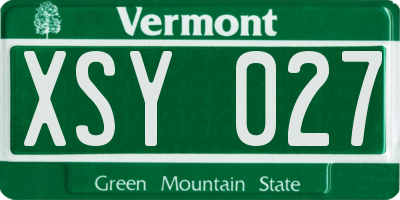 VT license plate XSY027