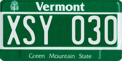 VT license plate XSY030