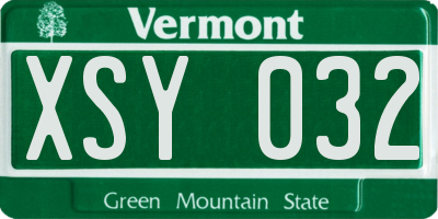 VT license plate XSY032