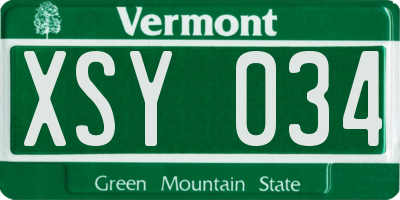 VT license plate XSY034