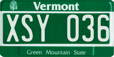 VT license plate XSY036