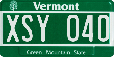 VT license plate XSY040