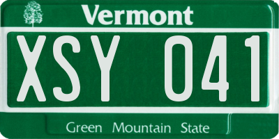 VT license plate XSY041