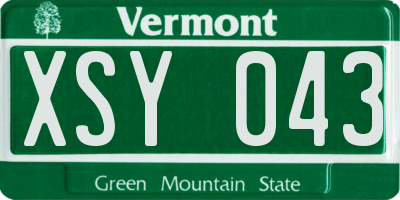 VT license plate XSY043