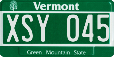 VT license plate XSY045