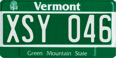 VT license plate XSY046