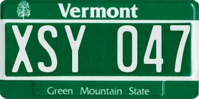 VT license plate XSY047