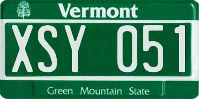 VT license plate XSY051