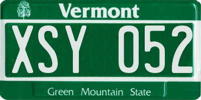 VT license plate XSY052