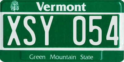 VT license plate XSY054