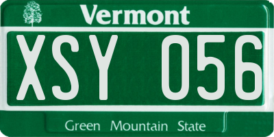 VT license plate XSY056