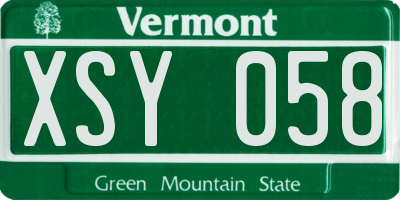 VT license plate XSY058