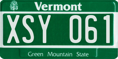 VT license plate XSY061