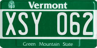 VT license plate XSY062