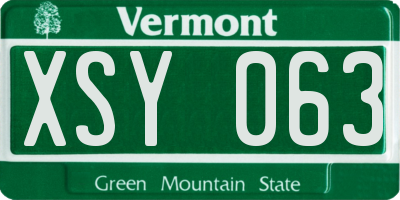 VT license plate XSY063