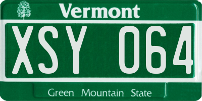 VT license plate XSY064