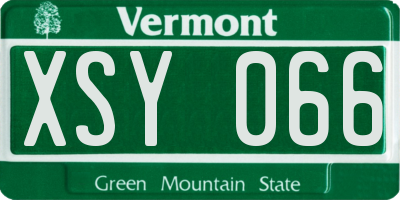 VT license plate XSY066