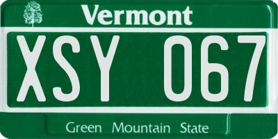 VT license plate XSY067